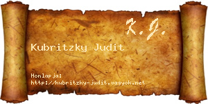 Kubritzky Judit névjegykártya